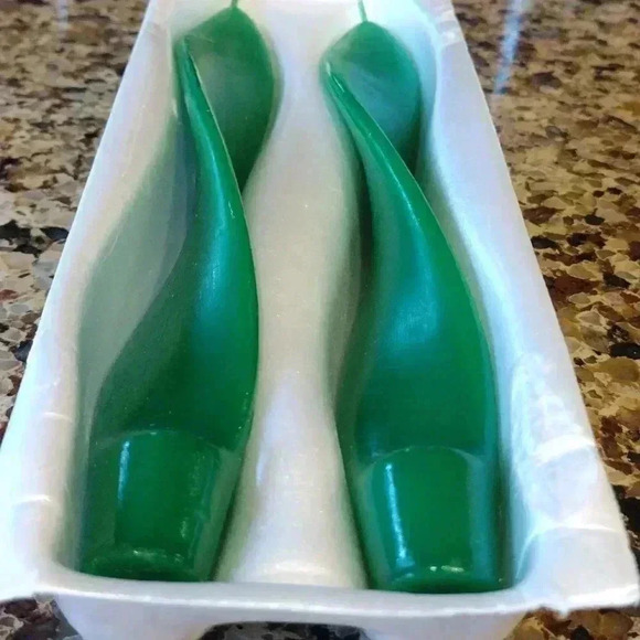 Vintage Fiamma Green twisted candles - Picture 4 of 7